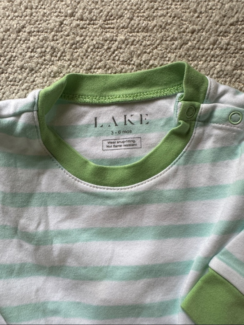Lake Pajamas Green & White Striped Kids Pajama Set - Picture 2 of 4